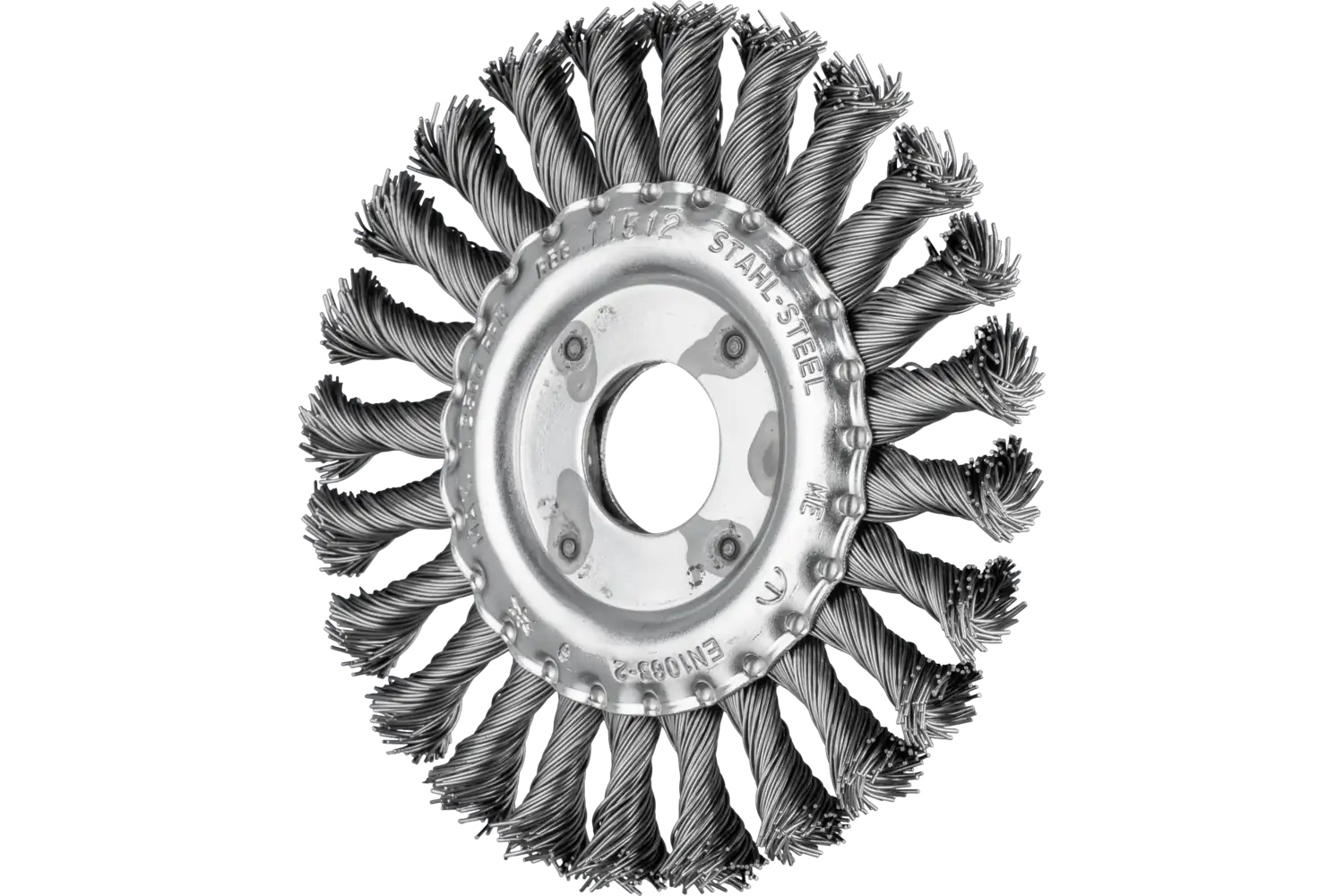 Picture of Pferd Full Cable Knot Wheel Brush 4-1/2" Dia. .020 Carbon Steel 7/8" Arbor